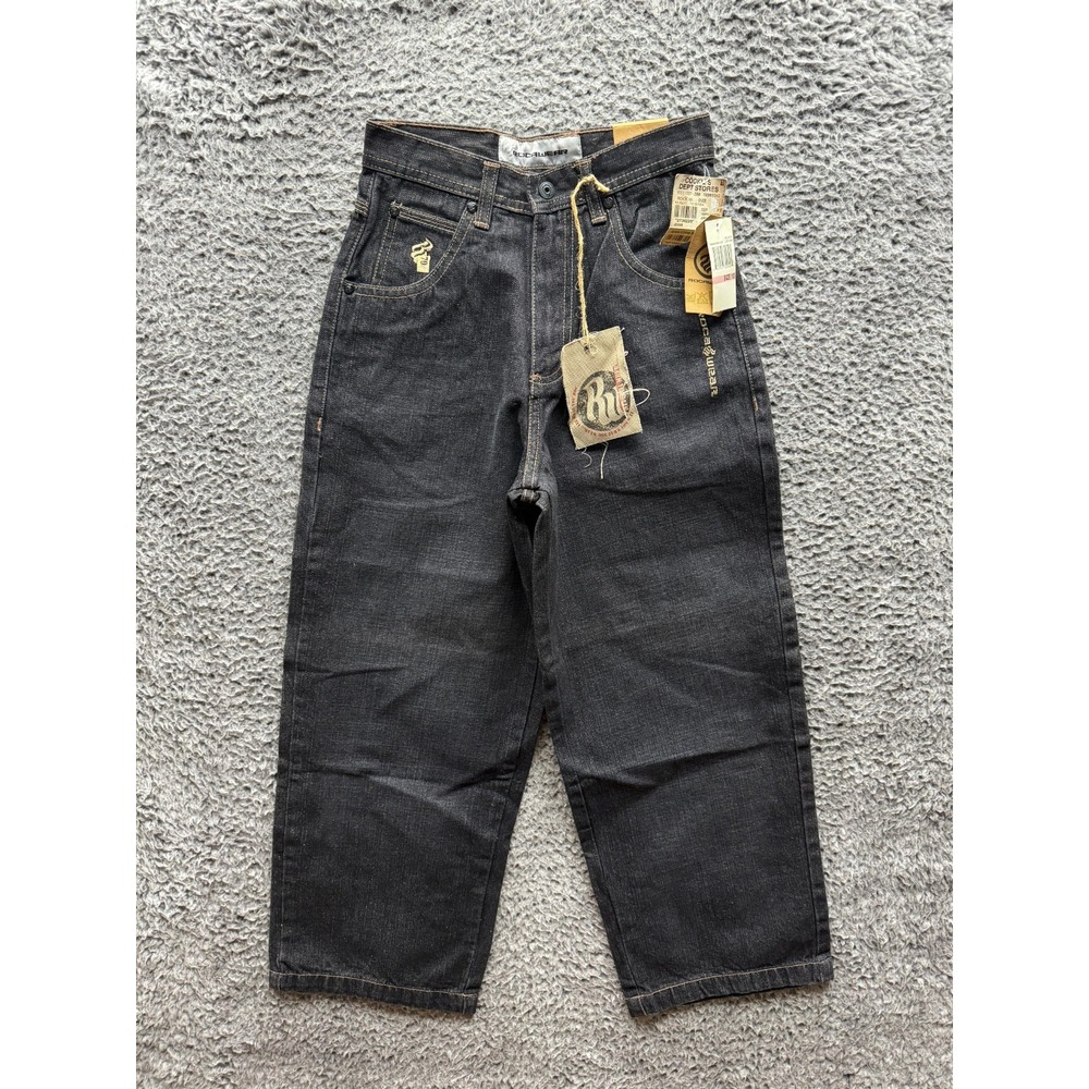 NWT Vintage Y2K Rocawear High Rise Baggy Cropped Denim Jeans Teens Size 10